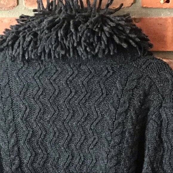 IB Diffusion Vintage 90s Cable Knit Long Sweater Coat Cardigan Wool Cozy Warm S - Picture 11 of 15